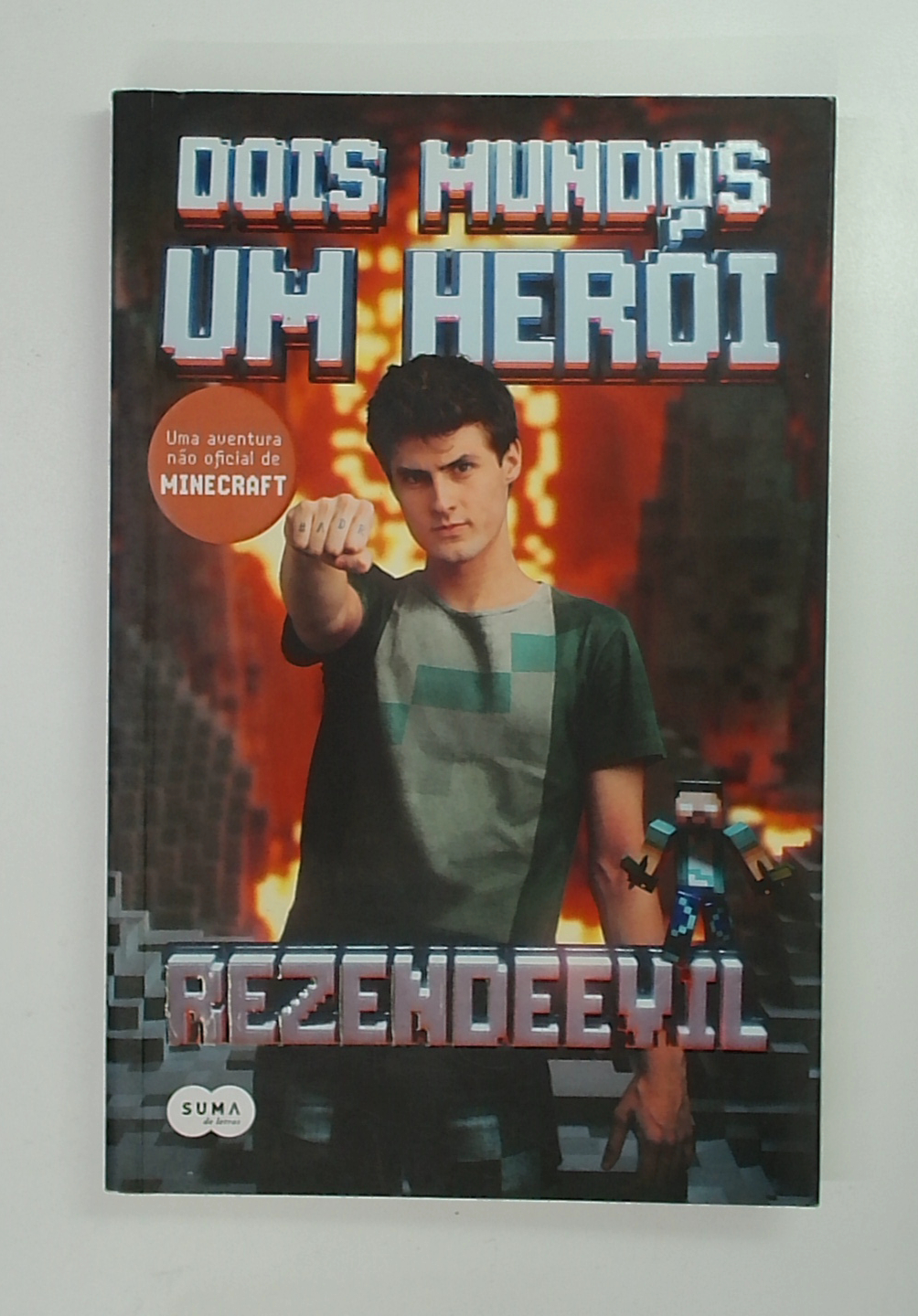 Capa do livro Dois Mundos, um Herói: uma Aventura Não Oficial de Minecraft